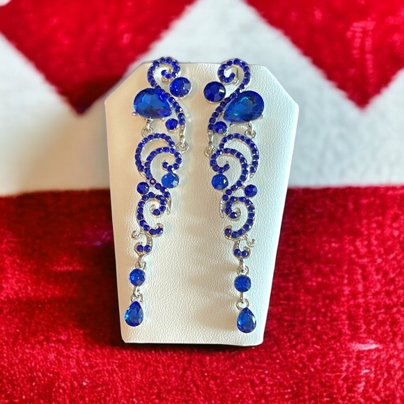 Wedding Bridal Bridesmaid Earrings Prom Dress Earrings Crystal Long Earrings - Picture 8 of 8